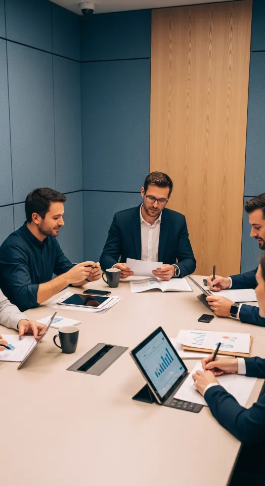 Grupo de empreendedores discutindo projetos inovadores